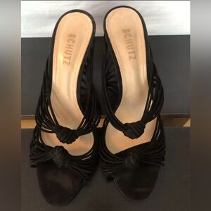 New Schutz Black Chandra Heeled Sandals Size 9 1/2